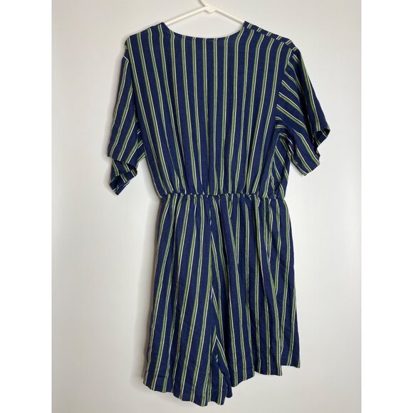 United Colors of Benetton Wrap Pure Linen Romper Short Sleeve Green Blue Medium - Picture 6 of 8